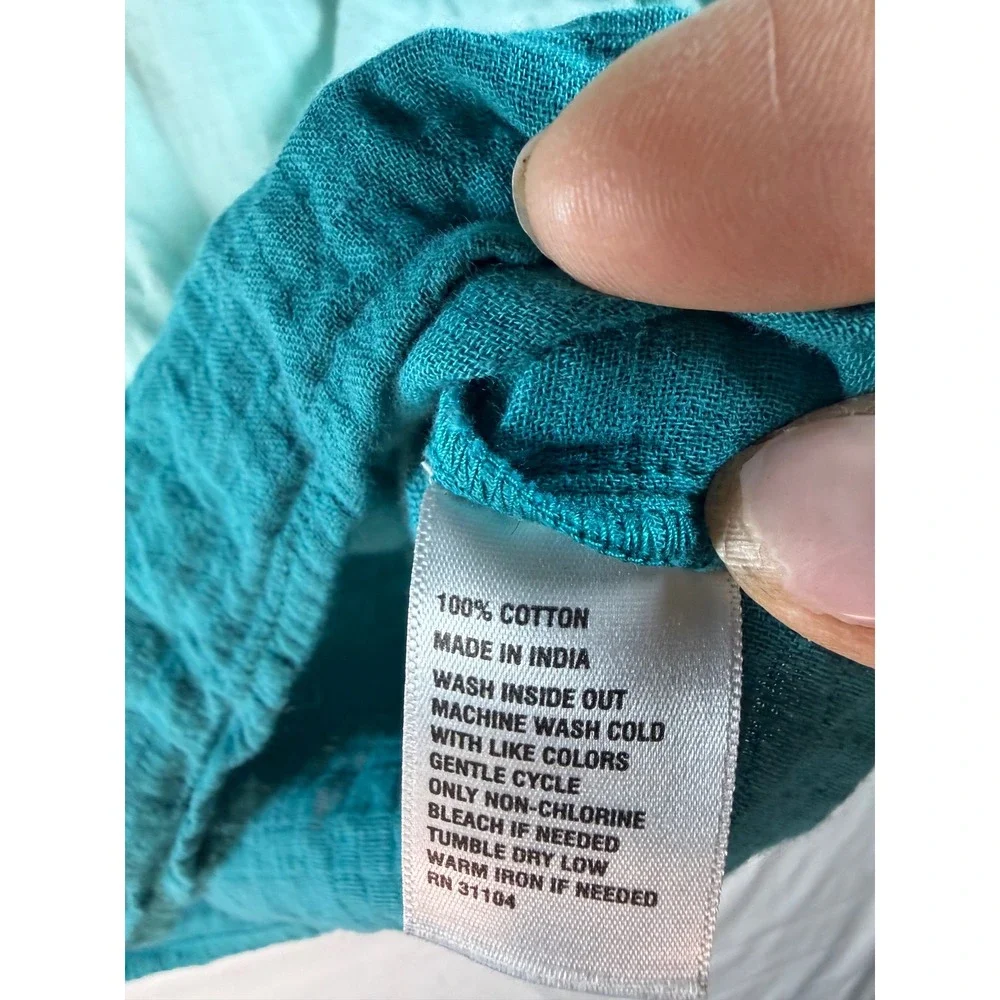True Craft Girls Aqua Teal Ombre Cotton Gauze Blouse Top Size S‎ Small